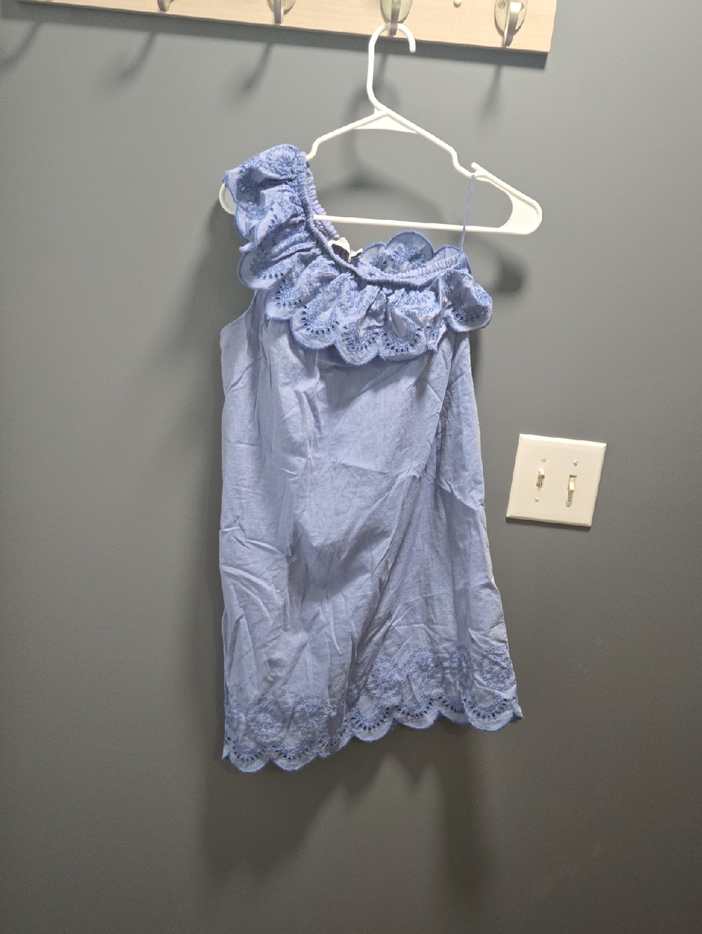 Vineyard Vines Blue One-Shoulder Eyelet Cotton Dress